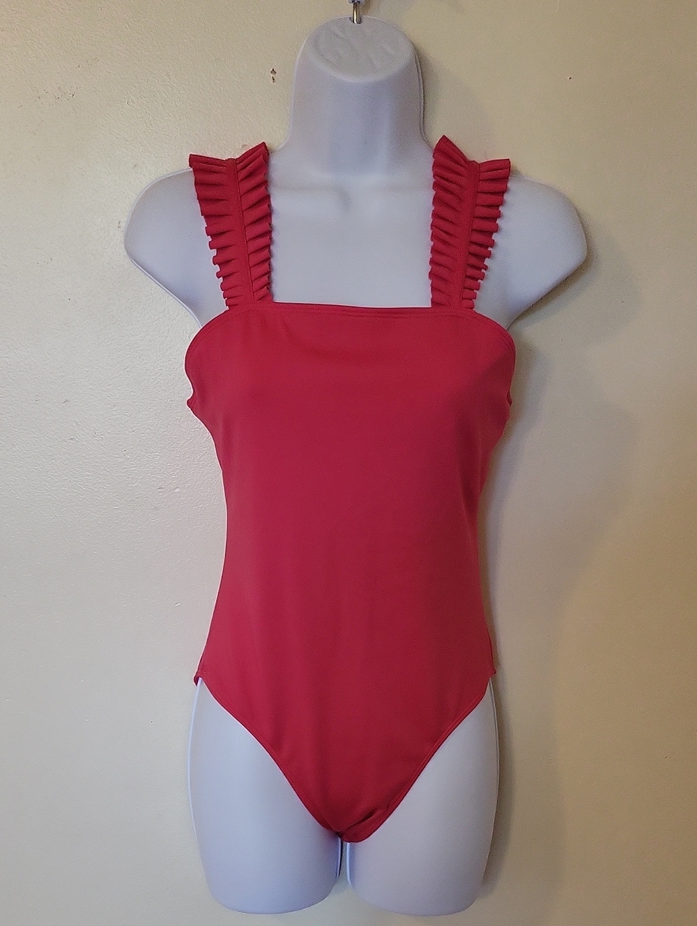 Girls Pink Ruffle-Strap One-Piece Swimsuit